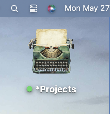 An image of a folder where the folder icon has been changed to a typewriter icon